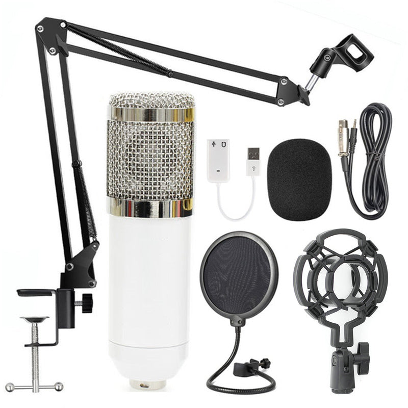 Net Microphone Stand Set with adjustable components, shock mount, and pop filter for gaming and streaming.