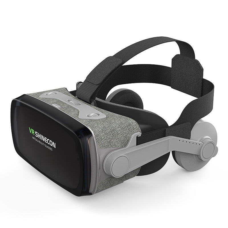 VR glasses 3D helmet with adjustable straps and built-in audio for immersive experience.