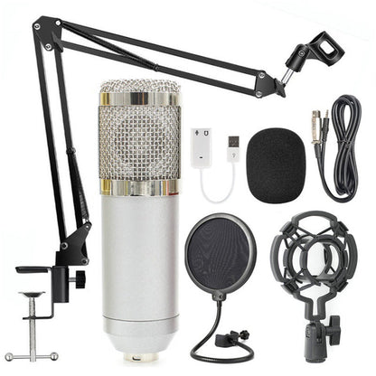 Net Microphone Stand Set with adjustable components and pop filter for clear audio recording.