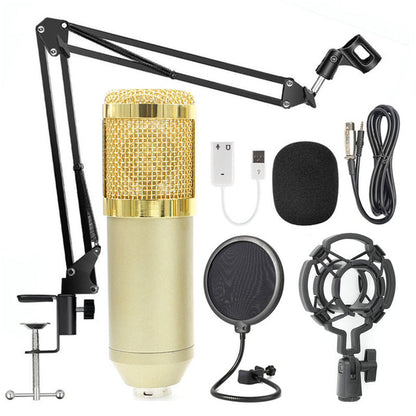 Net Microphone Stand Set with adjustable arm and accessories for streaming and recording.