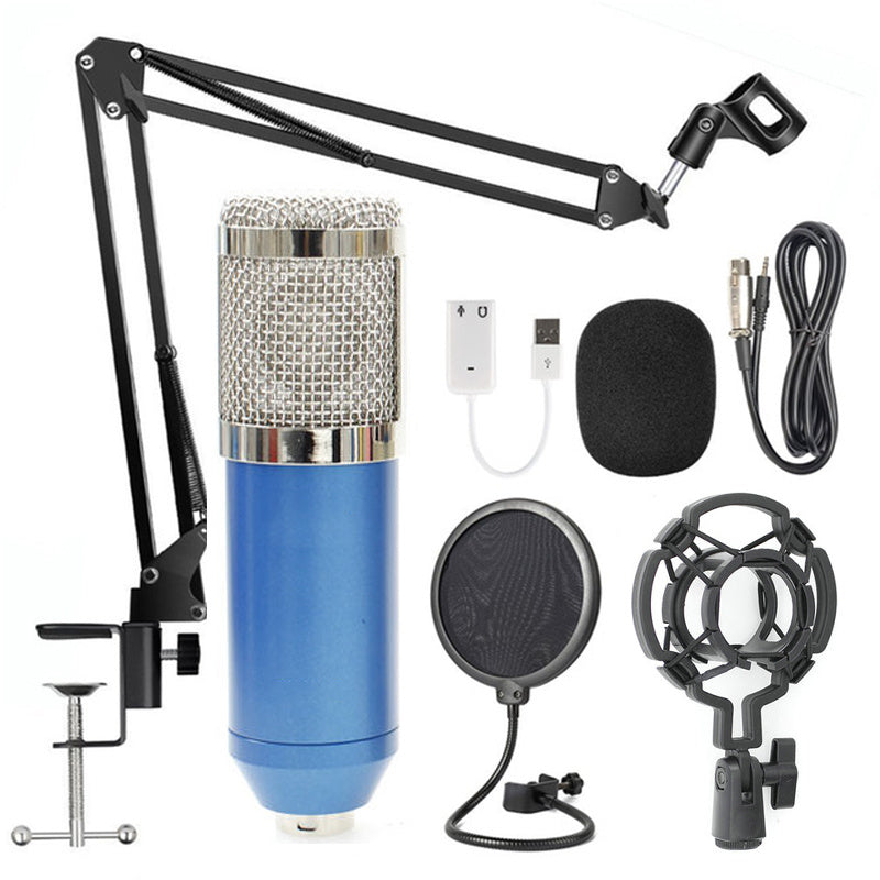 Net Microphone Stand Set with adjustable stand, shock mount, pop filter, and cables for gaming, streaming, and podcasting.