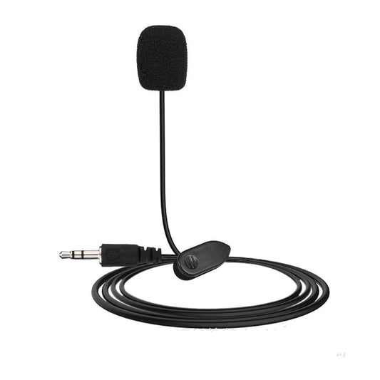 Lavalier Microphone with clip-on design and long cable for recording.