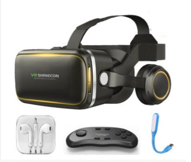 VR Shinecon 120° FOV 3D virtual reality glasses with integrated stereo headphones.