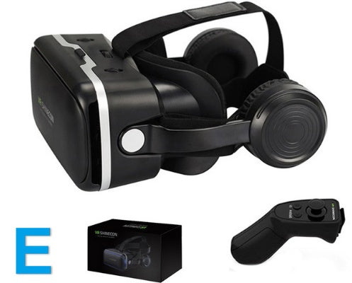 VR Shinecon 120° FOV 3D virtual reality glasses with integrated stereo headphones.