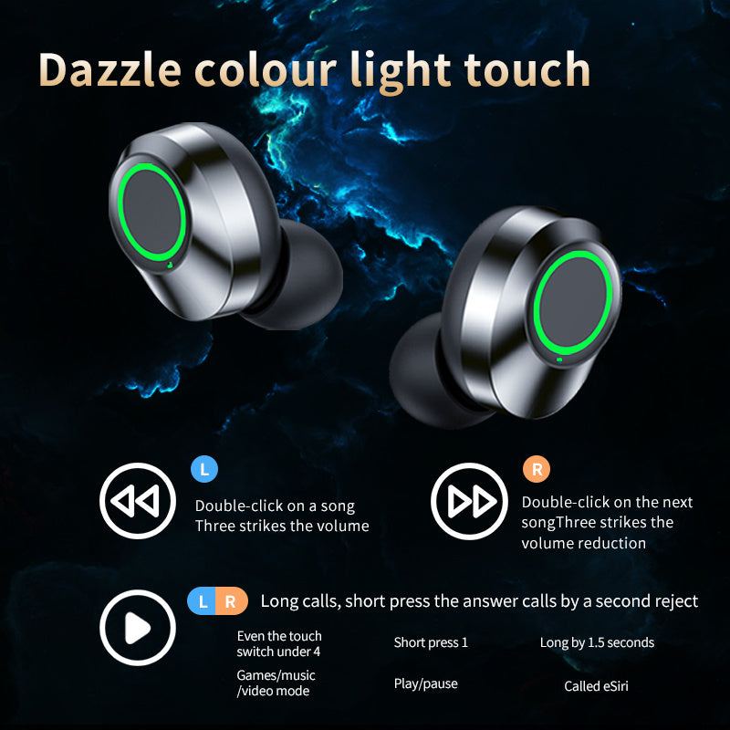 YD03 Wireless Bluetooth Headset with smart digital display and breathing light design.