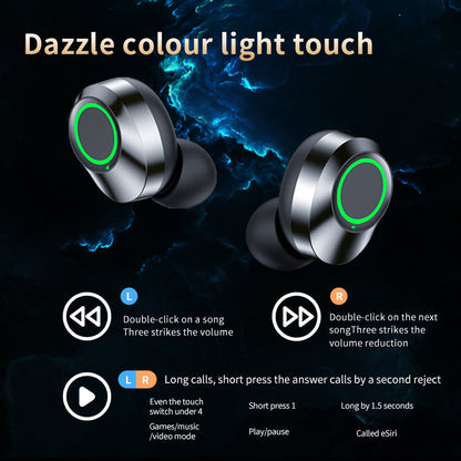 YD03 Wireless Bluetooth Headset with smart digital display and breathing light design.