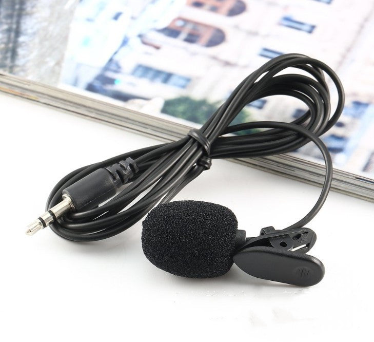 Compact Lavalier Microphone with clip-on design and long cable for versatile audio recording.