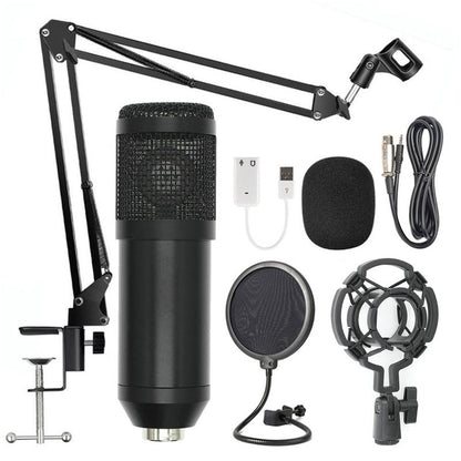 Net Microphone Stand Set with adjustable stand, shock mount, and cables for clear audio recording.