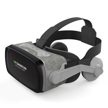 VR glasses 3D helmet with adjustable straps and built-in audio for immersive experience.