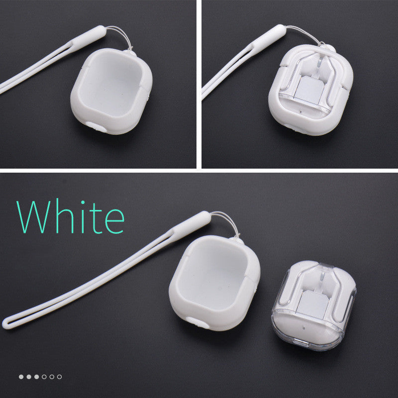 Mini transparent wireless Bluetooth headset with digital display and ENC noise reduction, featuring a sleek design in a compact charging case.