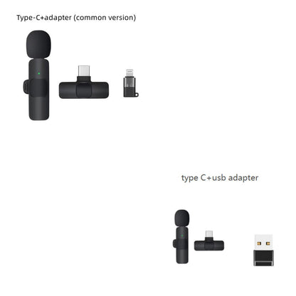 Wireless Lavalier Microphone with USB and Type C Adapters for Outdoor Use