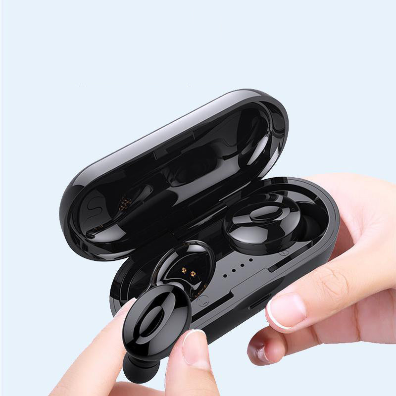 Wireless sports headphones with ergonomic design and charging case for active lifestyles.