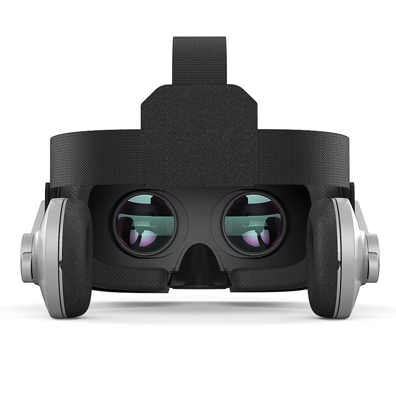 VR glasses 3D helmet with adjustable straps and integrated audio features.