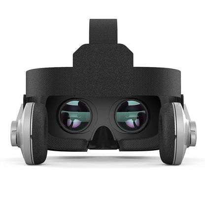 VR glasses 3D helmet with adjustable straps and integrated audio features.