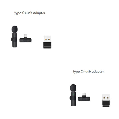 Wireless Lavalier Microphone with USB and Type-C Adapters for Easy Connectivity