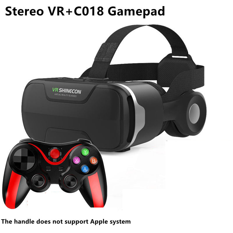 VR Glasses Magic Lens Immersive Headset with Gamepad, universal compatibility, high-resolution lenses, built-in audio, portable design.