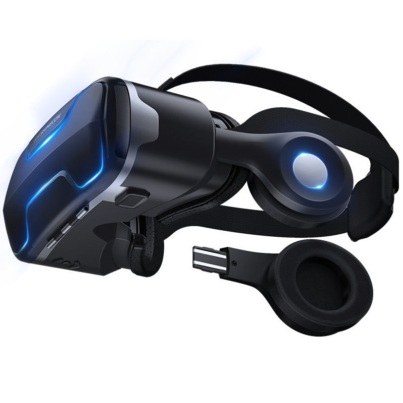 VR glasses with adjustable Thousand Magic Lenses, built-in audio, ergonomic design, and universal smartphone compatibility for immersive virtual reality experiences.