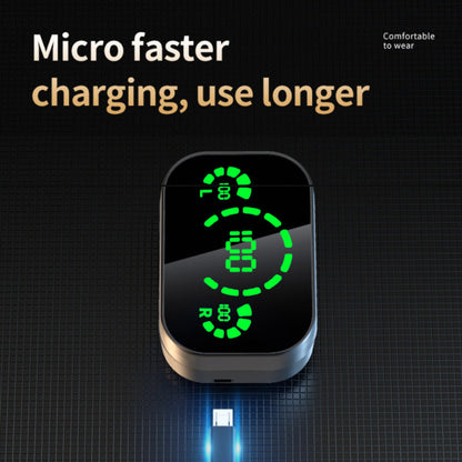 YD03 Wireless Bluetooth Headset with smart digital display and charging in black.