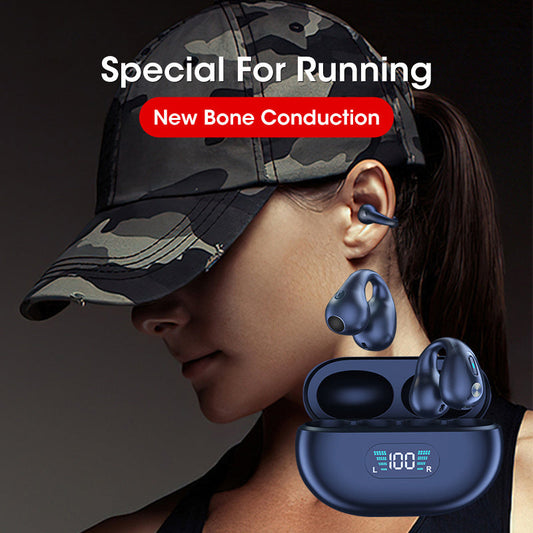 Bone Conduction Headphones TWS Earbuds for running, Bluetooth 5.3, touch controls, ergonomic fit.